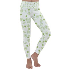 St Patricks Day Pattern Kids  Lightweight Velour Classic Yoga Leggings by Valentinaart