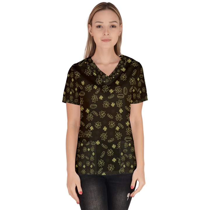 St Patricks day pattern Women s V-Neck Scrub Top