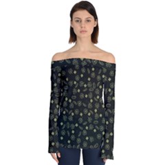 St Patricks Day Pattern Off Shoulder Long Sleeve Top by Valentinaart