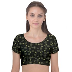 St Patricks Day Pattern Velvet Short Sleeve Crop Top 