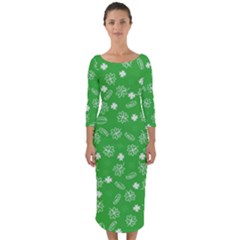 St Patricks Day Pattern Quarter Sleeve Midi Bodycon Dress by Valentinaart