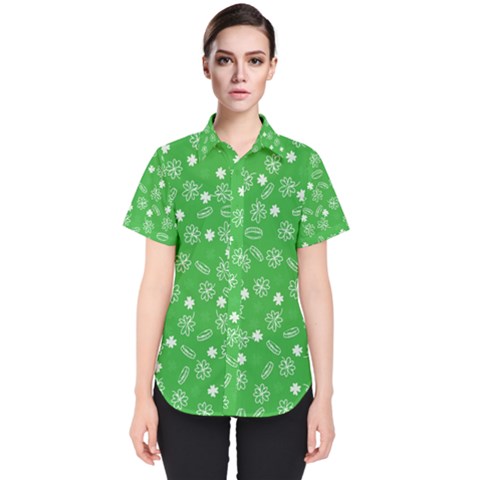 St Patricks Day Pattern Women s Short Sleeve Shirt by Valentinaart