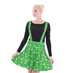 St Patricks Day Pattern Suspender Skater Skirt by Valentinaart