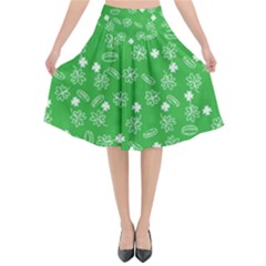 St Patricks Day Pattern Flared Midi Skirt