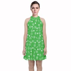 St Patricks Day Pattern Velvet Halter Neckline Dress  by Valentinaart