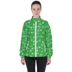 St Patricks Day Pattern Women s High Neck Windbreaker by Valentinaart