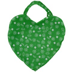 St Patricks Day Pattern Giant Heart Shaped Tote by Valentinaart