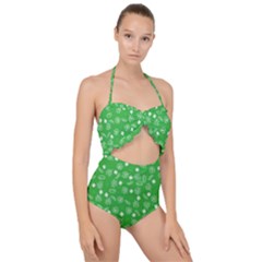 St Patricks Day Pattern Scallop Top Cut Out Swimsuit