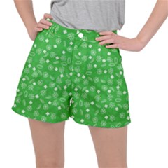 St Patricks Day Pattern Stretch Ripstop Shorts by Valentinaart