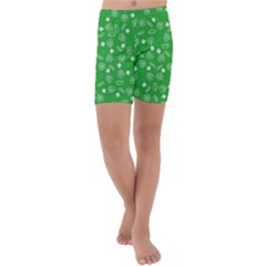 St Patricks Day Pattern Kids  Lightweight Velour Capri Yoga Leggings by Valentinaart