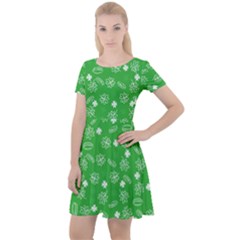 St Patricks Day Pattern Cap Sleeve Velour Dress 