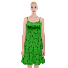 St Patricks Day Pattern Spaghetti Strap Velvet Dress by Valentinaart