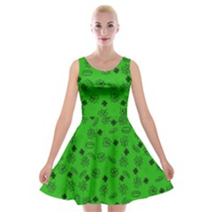 St Patricks Day Pattern Velvet Skater Dress by Valentinaart