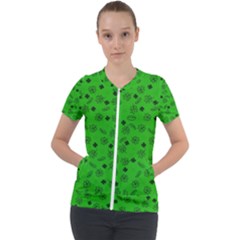 St Patricks Day Pattern Short Sleeve Zip Up Jacket