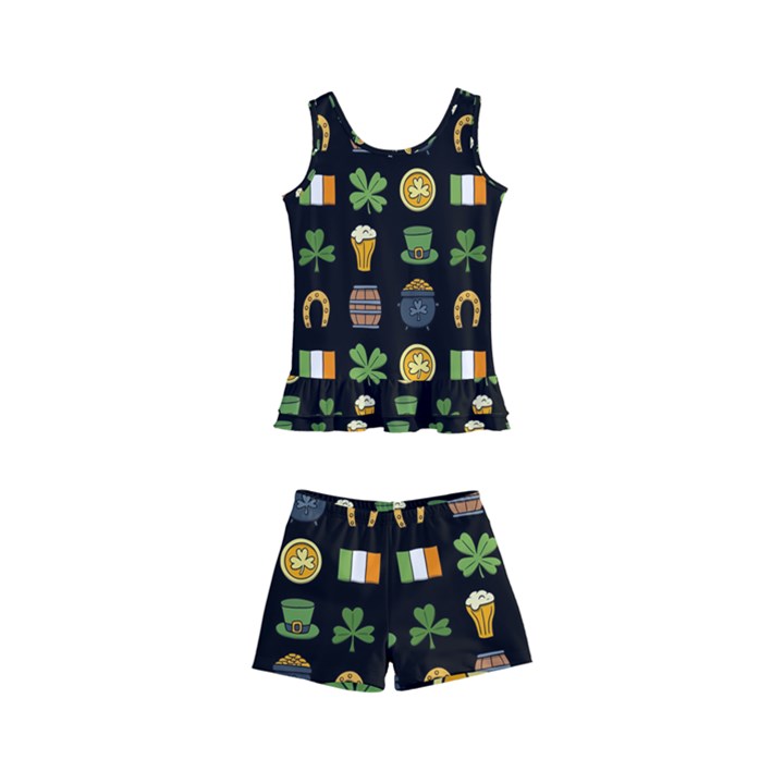 St Patricks day pattern Kids  Boyleg Swimsuit