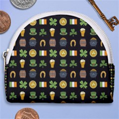 St Patricks Day Pattern Horseshoe Style Canvas Pouch