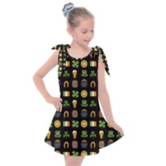 St Patricks Day Pattern Kids  Tie Up Tunic Dress