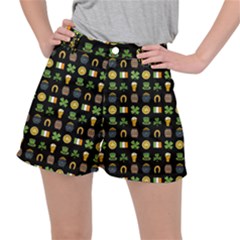 St Patricks Day Pattern Stretch Ripstop Shorts by Valentinaart