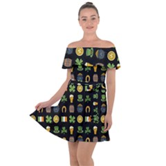 St Patricks Day Pattern Off Shoulder Velour Dress