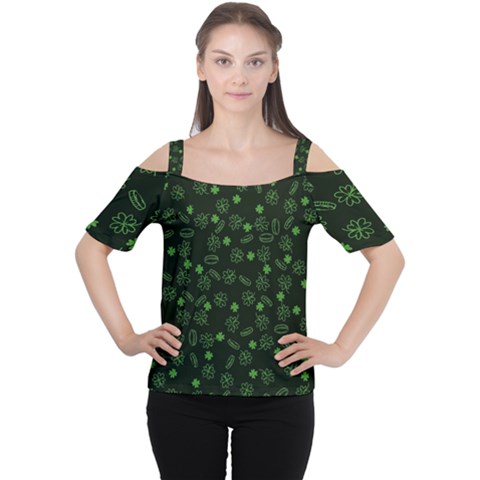 St Patricks Day Pattern Cutout Shoulder Tee by Valentinaart