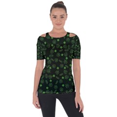 St Patricks Day Pattern Shoulder Cut Out Short Sleeve Top by Valentinaart