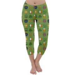 St Patricks Day Pattern Capri Winter Leggings  by Valentinaart