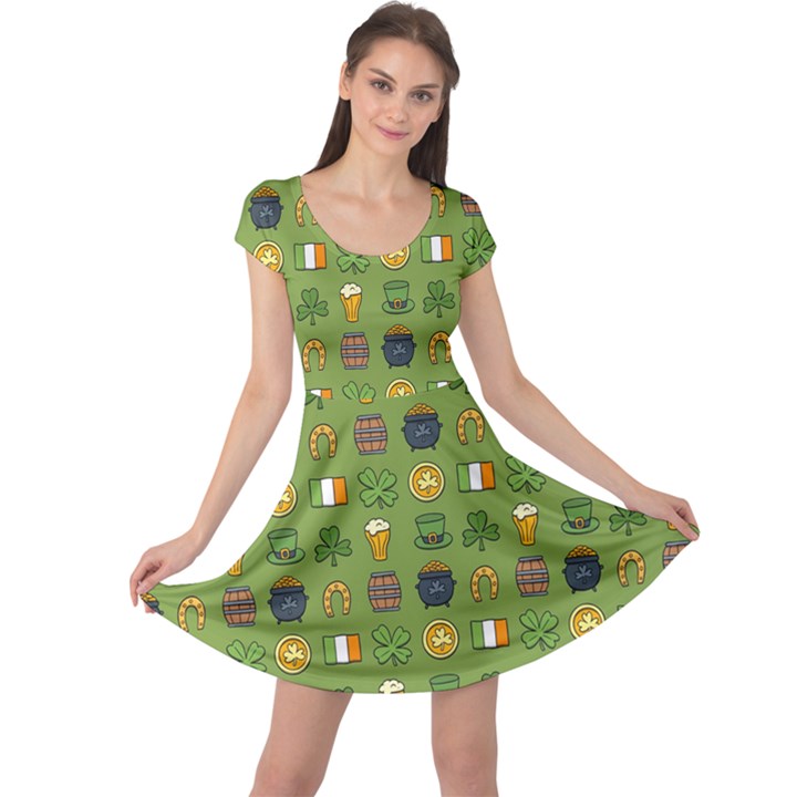 St Patricks day pattern Cap Sleeve Dress