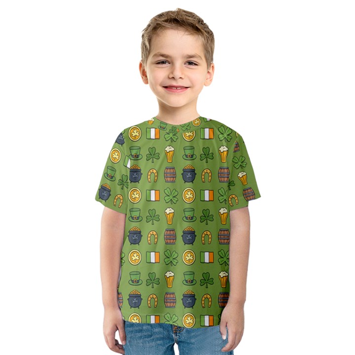 St Patricks day pattern Kids  Sport Mesh Tee