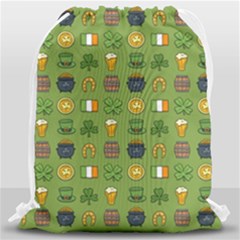 St Patricks day pattern Drawstring Bag (Large)