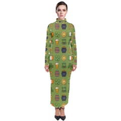 St Patricks Day Pattern Turtleneck Maxi Dress by Valentinaart