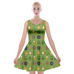 St Patricks Day Pattern Velvet Skater Dress by Valentinaart