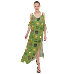 St Patricks Day Pattern Maxi Chiffon Cover Up Dress