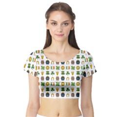 St Patricks Day Pattern Short Sleeve Crop Top by Valentinaart