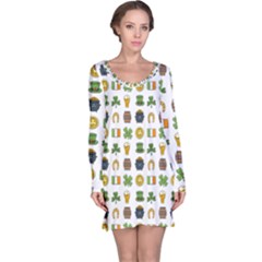 St Patricks Day Pattern Long Sleeve Nightdress by Valentinaart