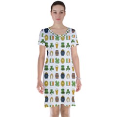 St Patricks Day Pattern Short Sleeve Nightdress by Valentinaart