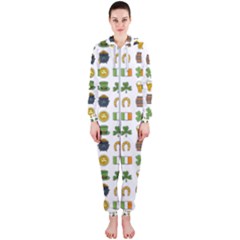 St Patricks Day Pattern Hooded Jumpsuit (ladies) 