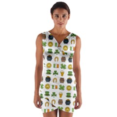 St Patricks Day Pattern Wrap Front Bodycon Dress