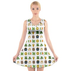 St Patricks Day Pattern V-neck Sleeveless Dress by Valentinaart