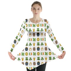 St Patricks Day Pattern Long Sleeve Tunic  by Valentinaart