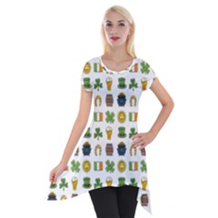 St Patricks Day Pattern Short Sleeve Side Drop Tunic by Valentinaart