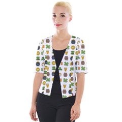 St Patricks Day Pattern Cropped Button Cardigan