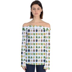 St Patricks Day Pattern Off Shoulder Long Sleeve Top