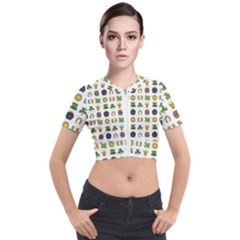 St Patricks Day Pattern Short Sleeve Cropped Jacket