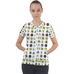 St Patricks Day Pattern Short Sleeve Zip Up Jacket