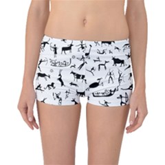 Petroglyph Runic Cavemen Nordic Black Paleo Drawings Pattern Boyleg Bikini Bottoms by snek