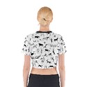 Petroglyph Runic Cavemen Nordic Black Paleo Drawings Pattern Cotton Crop Top View2