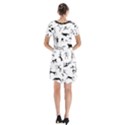 Petroglyph Runic Cavemen Nordic Black Paleo Drawings Pattern Short Sleeve V-neck Flare Dress View2