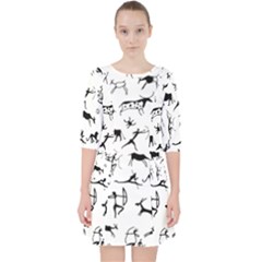 Petroglyph Runic Cavemen Nordic Black Paleo Drawings Pattern Pocket Dress by snek