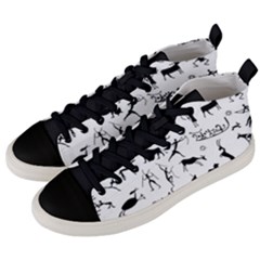 Petroglyph Runic Cavemen Nordic Black Paleo Drawings Pattern Men s Mid-top Canvas Sneakers by snek