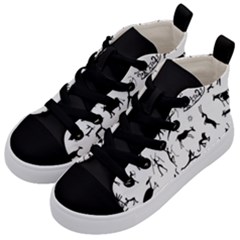 Petroglyph Runic Cavemen Nordic Black Paleo Drawings Pattern Kids  Mid-top Canvas Sneakers by snek